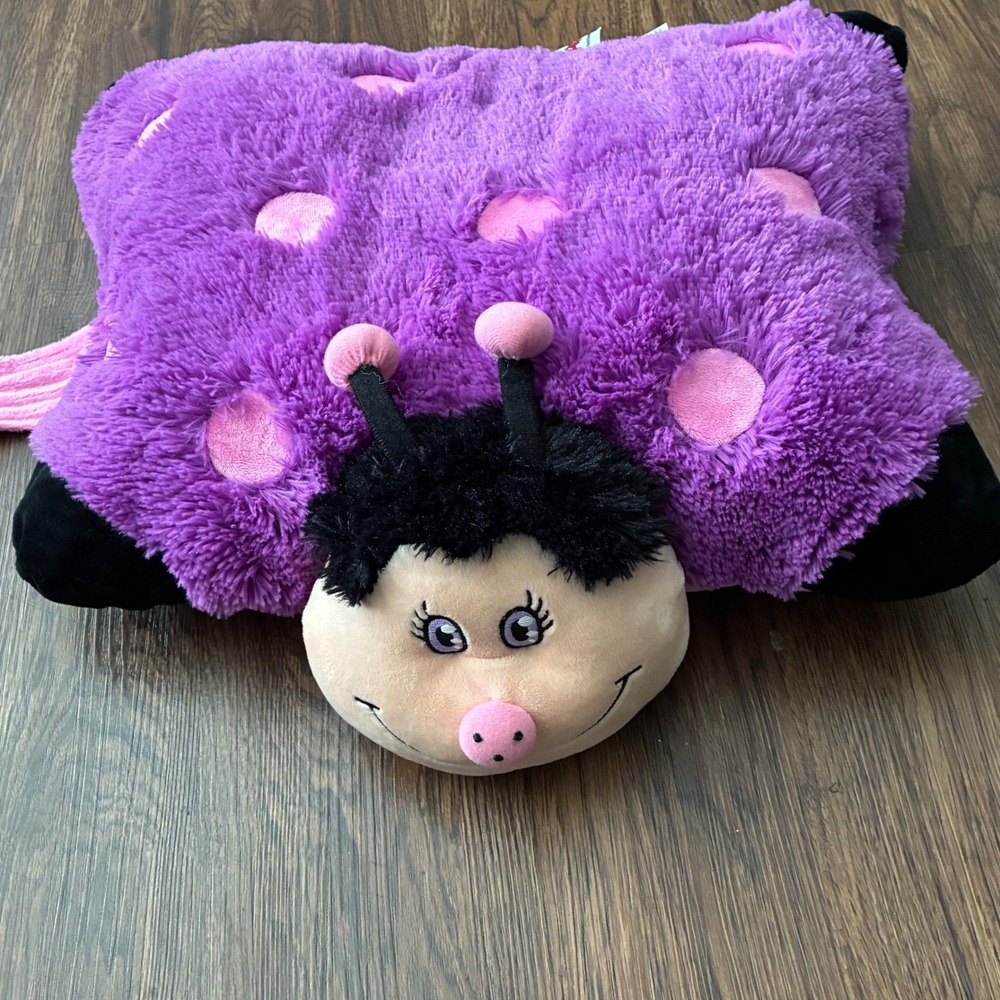 Pillow Pets Purple Ladybug Plush Folding Pillow 18"‎ 2010 Ontel